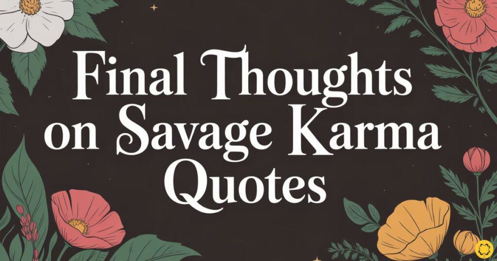 Final Thoughts on Savage Karma Quotes