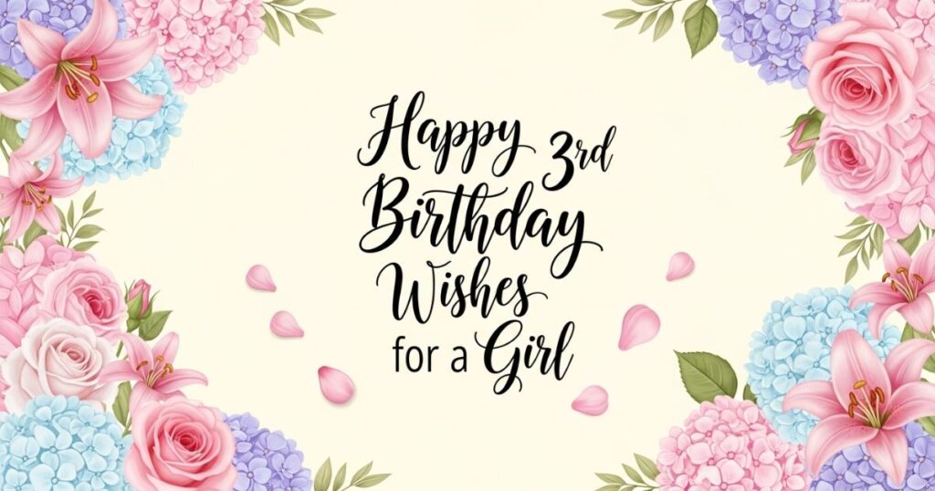 Happy 3rd Birthday Wishes for a Girl