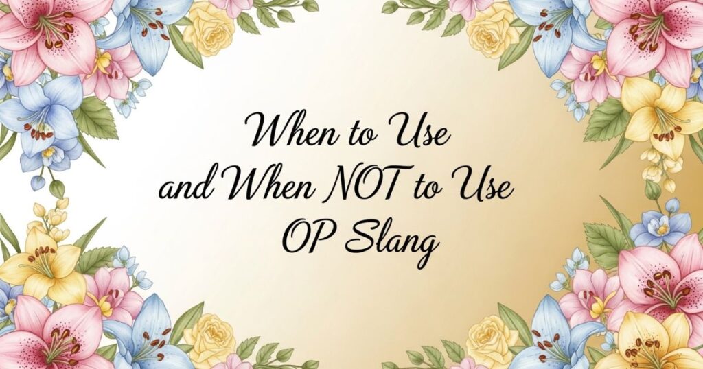 When to Use and When NOT to Use OP Slang