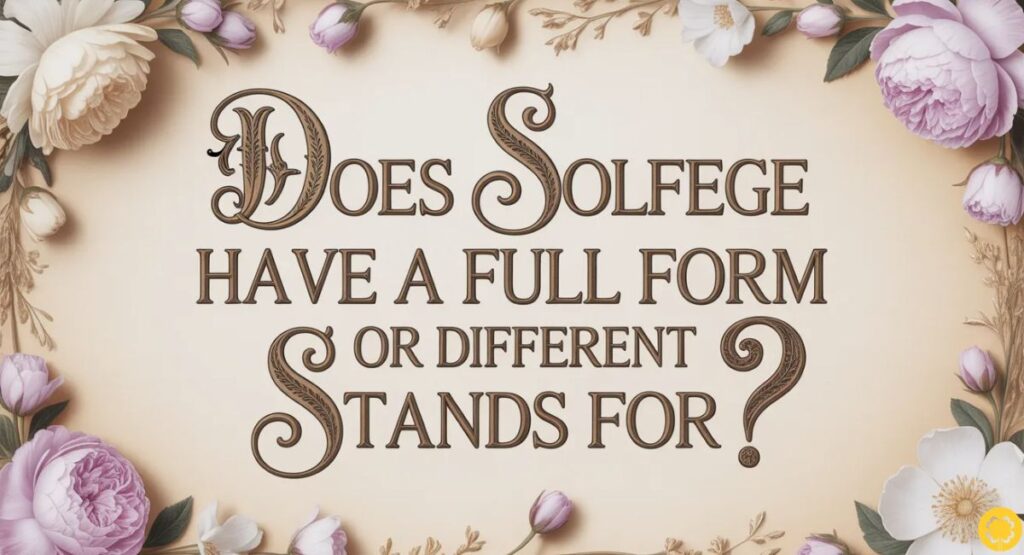 Does Solfege Have a Full Form or Different Stands For?