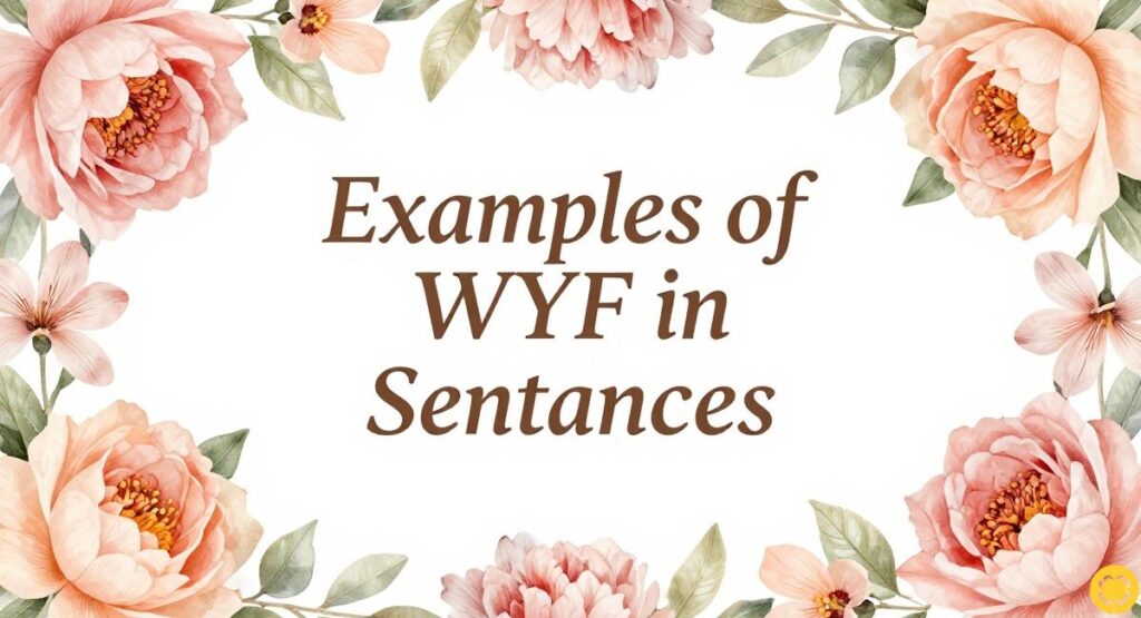 Examples of WYF in Sentences